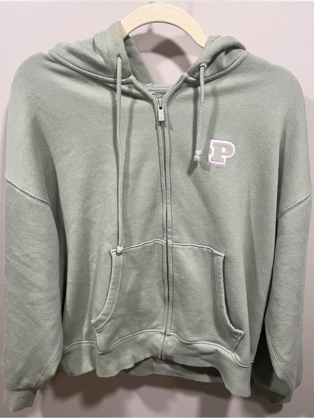 Y2K Victoria’s Secret PINK sage green hoodie full zip athleisure S/M - Picture 3 of 7